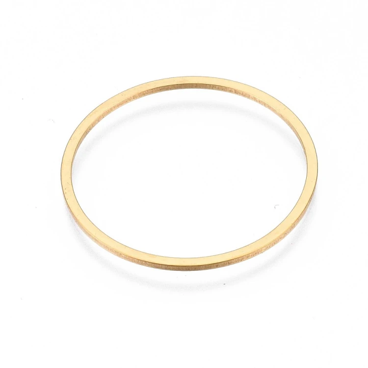 LAC425 Łącznik zawieszka do biżuterii okrągły 25mm stal nierdzewna (IP) 2szt- złoty 18K