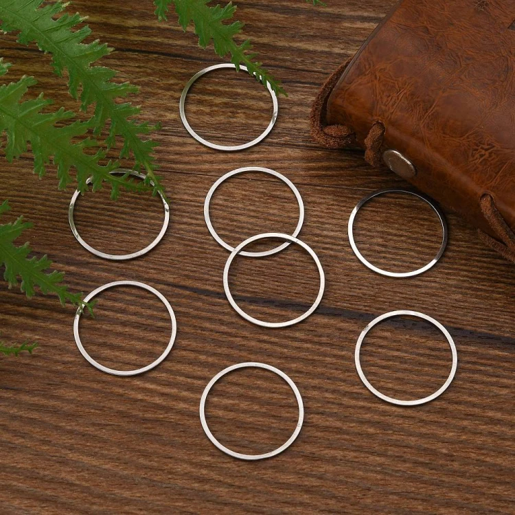 LAC426 Łącznik zawieszka do biżuterii okrągły 25mm stal nierdzewna 2szt- platynowy