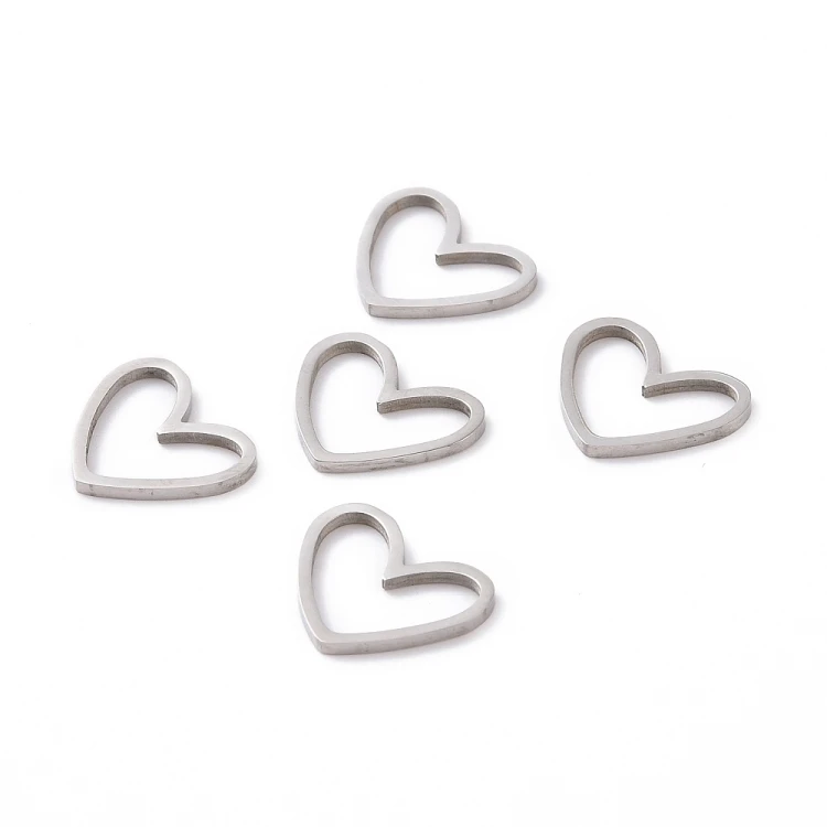 LAC427 Łącznik zawieszka do biżuterii serce serduszko 13x11mm stal nierdzewna- platynowy