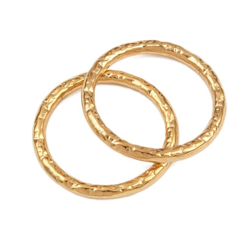LAC430 Łącznik zawieszka do biżuterii okrągły 22mm stal nierdzewna (IP) 2szt- złoty 18K