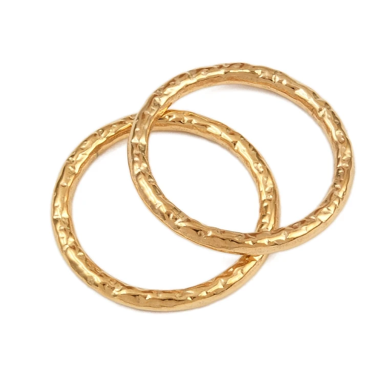 LAC430 Łącznik zawieszka do biżuterii okrągły 22mm stal nierdzewna (IP) 2szt- złoty 18K