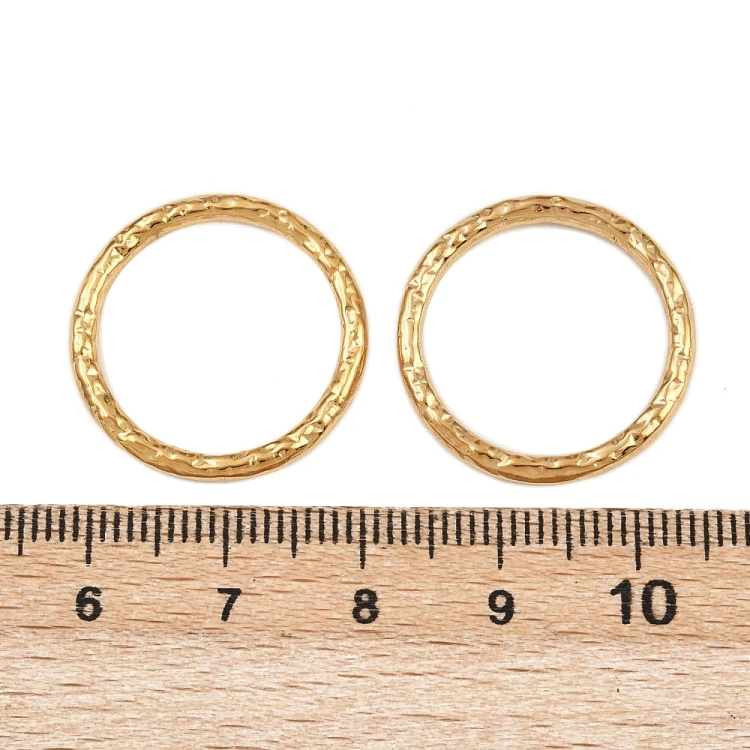 LAC430 Łącznik zawieszka do biżuterii okrągły 22mm stal nierdzewna (IP) 2szt- złoty 18K