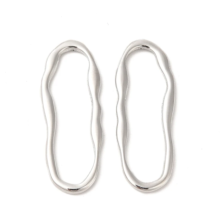 LAC435 Łącznik zawieszka do biżuterii owalny 13x35mm stal nierdzewna- platynowy