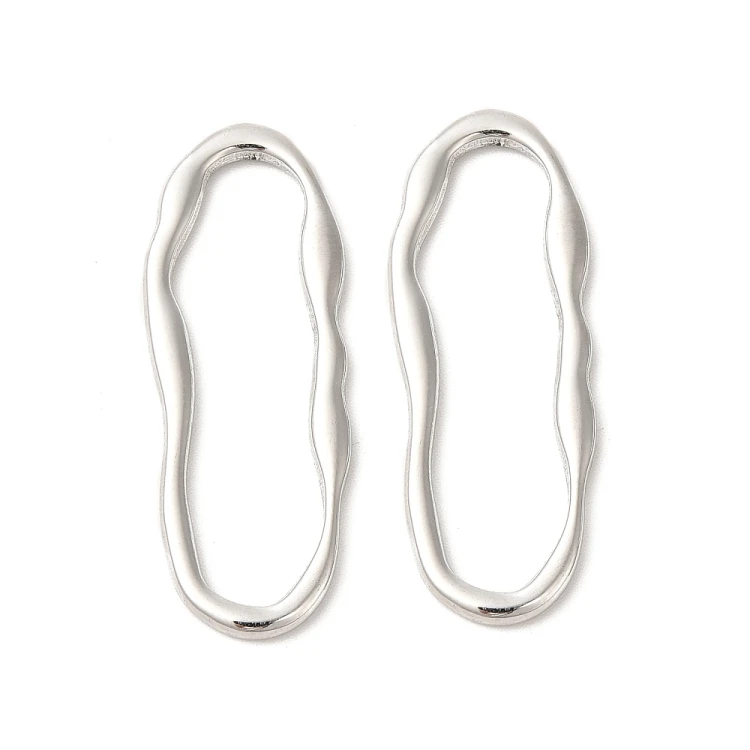 LAC435 Łącznik zawieszka do biżuterii owalny 13x35mm stal nierdzewna- platynowy