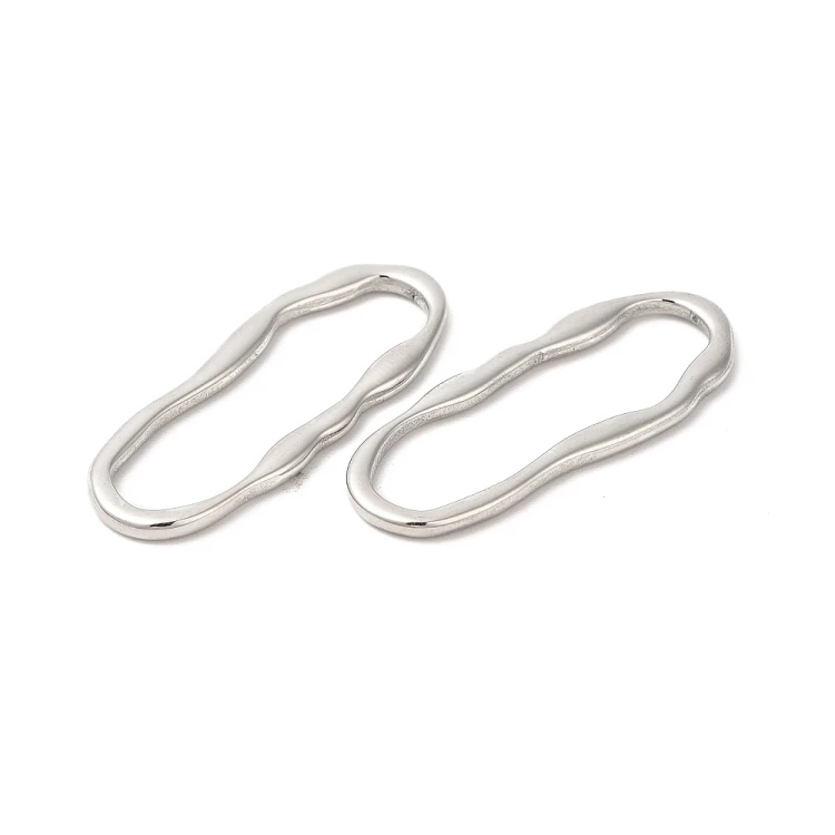 LAC435 Łącznik zawieszka do biżuterii owalny 13x35mm stal nierdzewna- platynowy