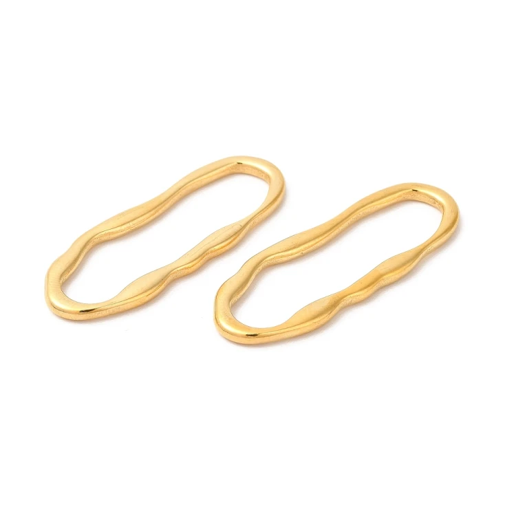 LAC436 Łącznik zawieszka do biżuterii owalny 13x35mm stal nierdzewna (IP)- złoty 18K