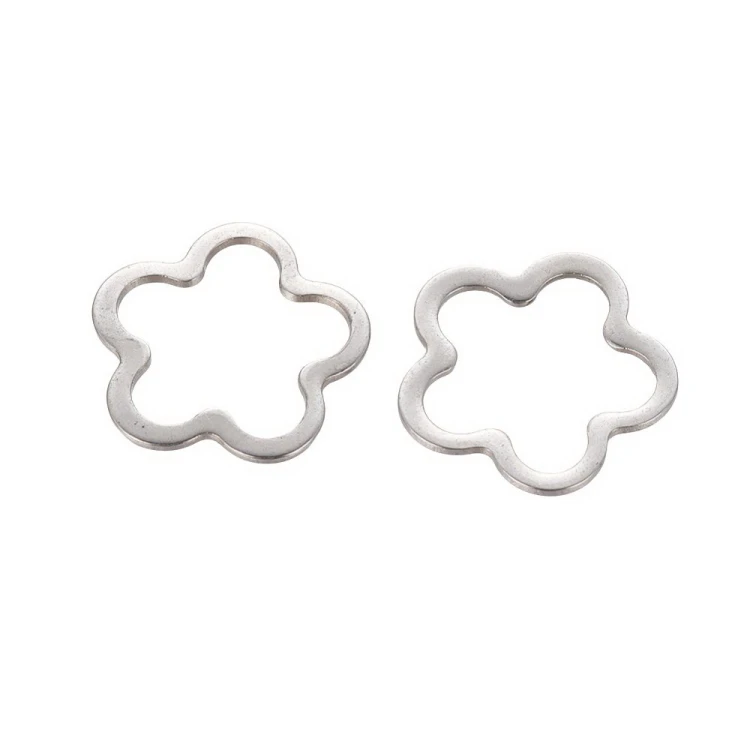 LAC442 Łącznik zawieszka do biżuterii kwiatek kwiatuszek 14mm stal nierdzewna 5szt- platynowy