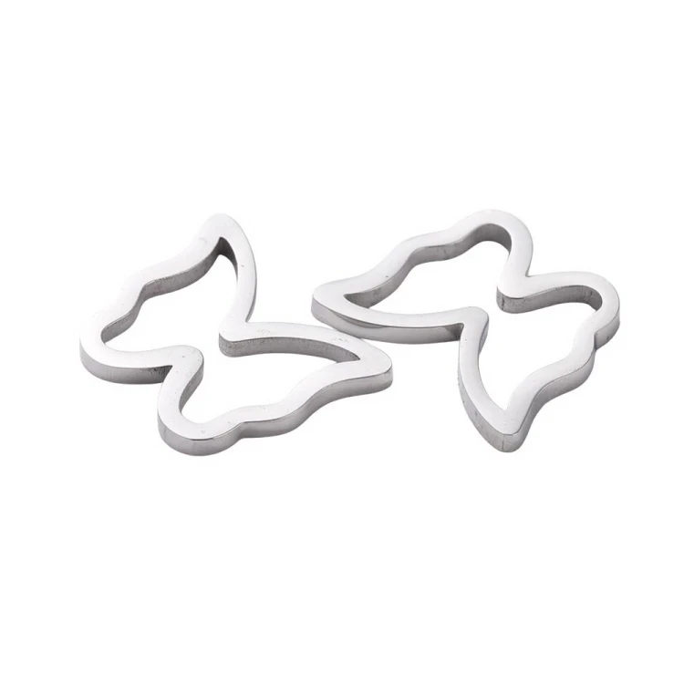 LAC443 Łącznik zawieszka do biżuterii motyl 12x10mm stal nierdzewna- platynowy