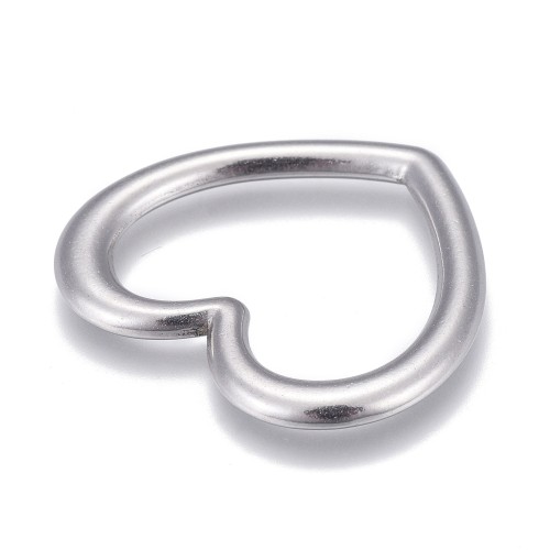 LAC444 Łącznik zawieszka do biżuterii serce 32x29mm stal nierdzewna- platynowy