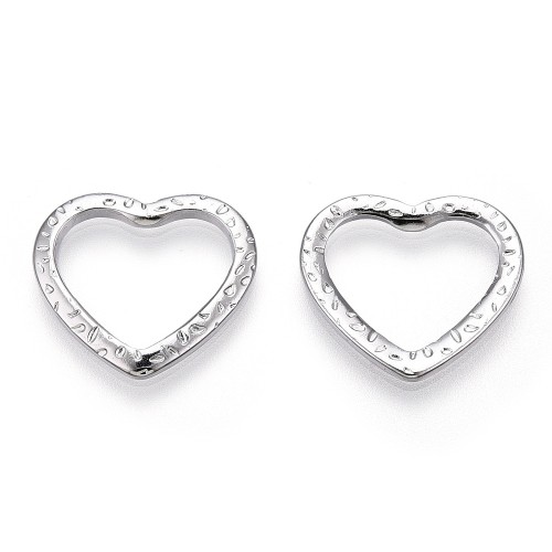 LAC447 Łącznik zawieszka do biżuterii serce 18x16mm stal nierdzewna- platynowy