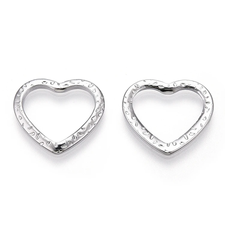 LAC447 Łącznik zawieszka do biżuterii serce 18x16mm stal nierdzewna- platynowy
