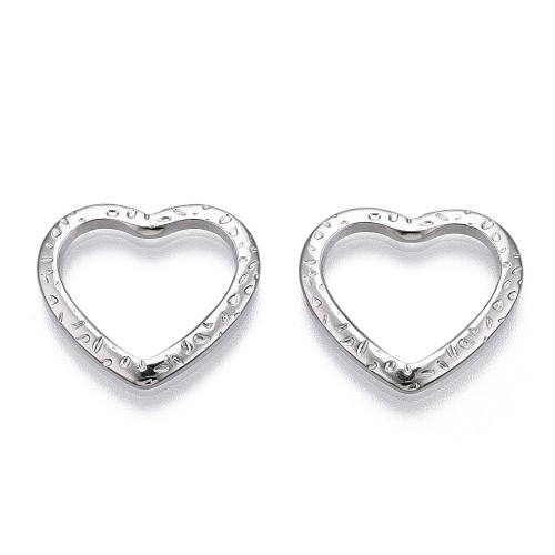 LAC447 Łącznik zawieszka do biżuterii serce 18x16mm stal nierdzewna- platynowy