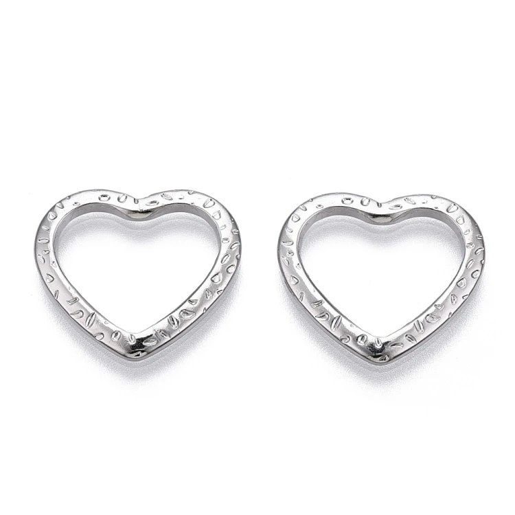 LAC447 Łącznik zawieszka do biżuterii serce 18x16mm stal nierdzewna- platynowy