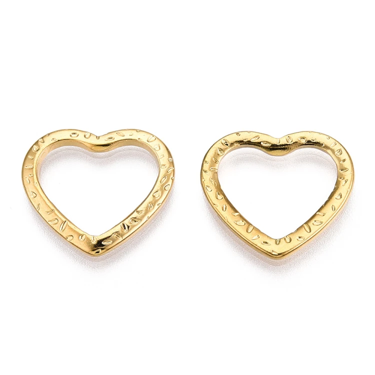 LAC448 Łącznik zawieszka do biżuterii serce 18x16mm stal nierdzewna (IP)- złoty 18K