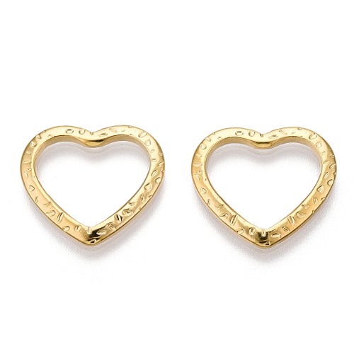 LAC448 Łącznik zawieszka do biżuterii serce 18x16mm stal nierdzewna (IP)- złoty 18K