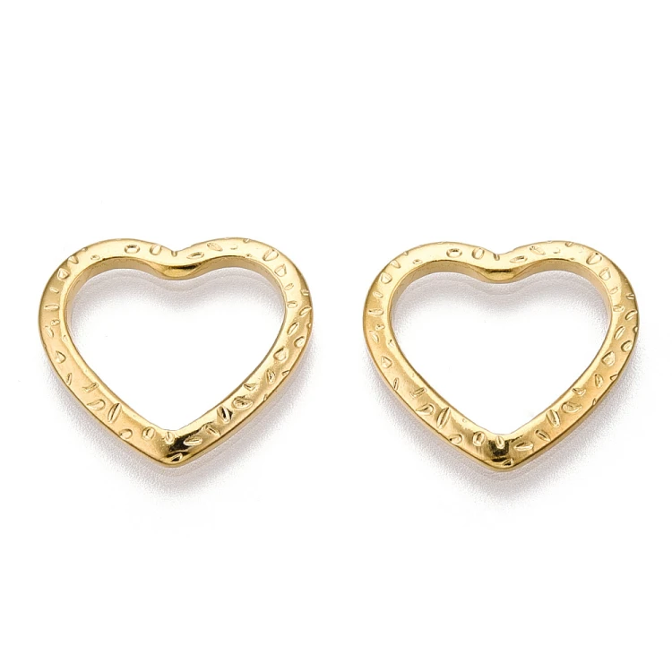 LAC448 Łącznik zawieszka do biżuterii serce 18x16mm stal nierdzewna (IP)- złoty 18K