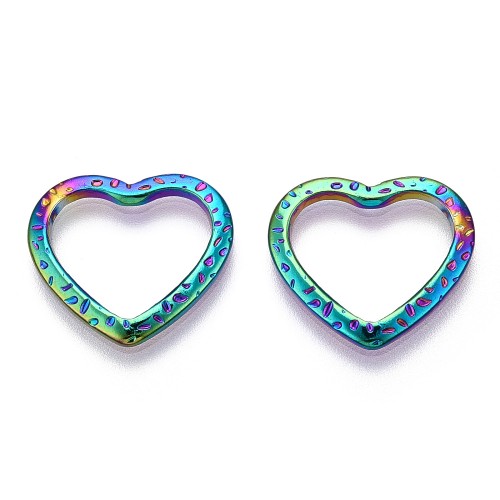 LAC449 Łącznik zawieszka do biżuterii serce 18x16mm stal nierdzewna (IP)- tęczowy rainbow