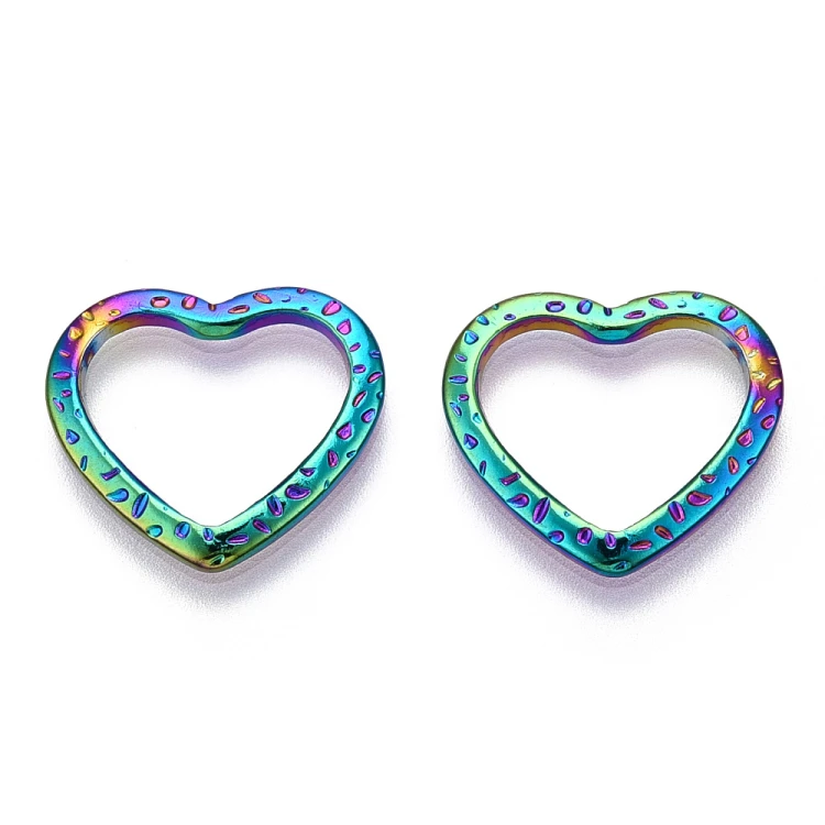 LAC449 Łącznik zawieszka do biżuterii serce 18x16mm stal nierdzewna (IP)- tęczowy rainbow