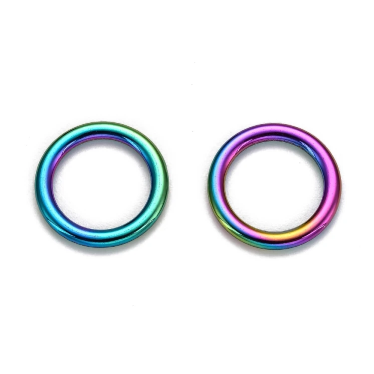 LAC450 Łącznik zawieszka do biżuterii okrągły 17mm stal nierdzewna (IP)- tęczowy rainbow