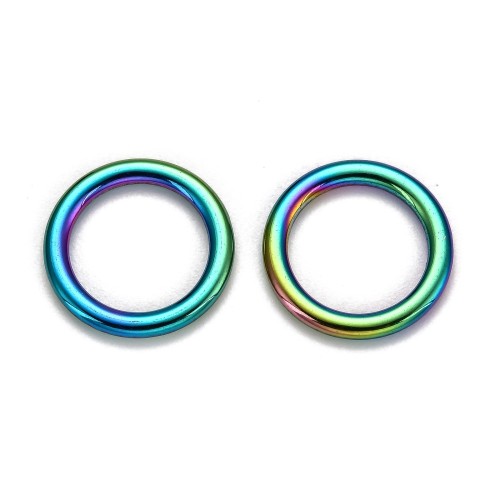 LAC450 Łącznik zawieszka do biżuterii okrągły 17mm stal nierdzewna (IP)- tęczowy rainbow