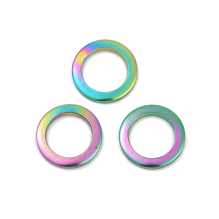 LAC454 Łącznik zawieszka do biżuterii okrągły 8mm stal nierdzewna (IP) 2szt- tęczowy rainbow