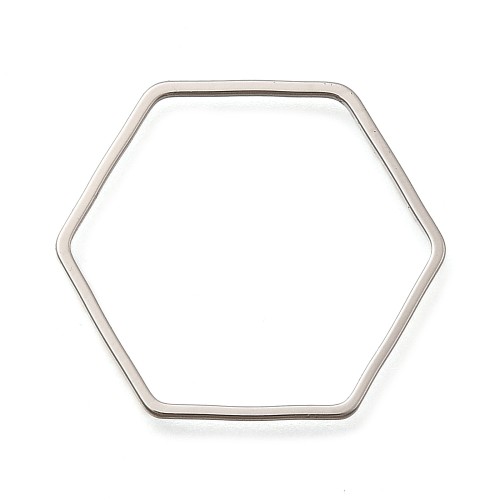 LAC462 Łącznik zawieszka do biżuterii heksagon 22x25mm mosiężny 2szt- platynowy