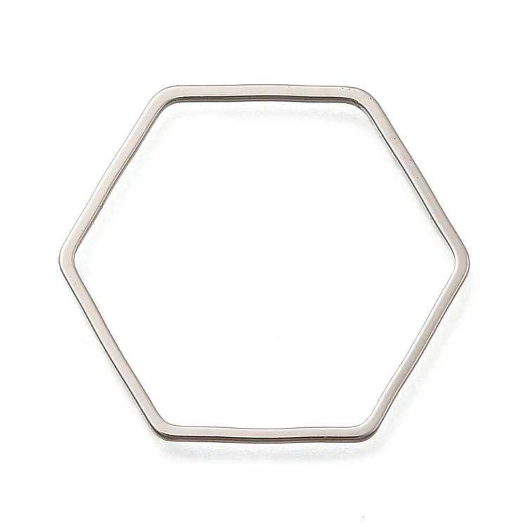 LAC462 Łącznik zawieszka do biżuterii heksagon 22x25mm mosiężny 2szt- platynowy