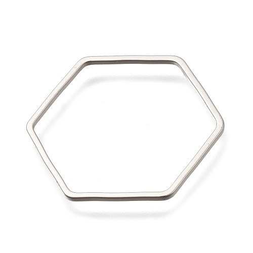 LAC462 Łącznik zawieszka do biżuterii heksagon 22x25mm mosiężny 2szt- platynowy