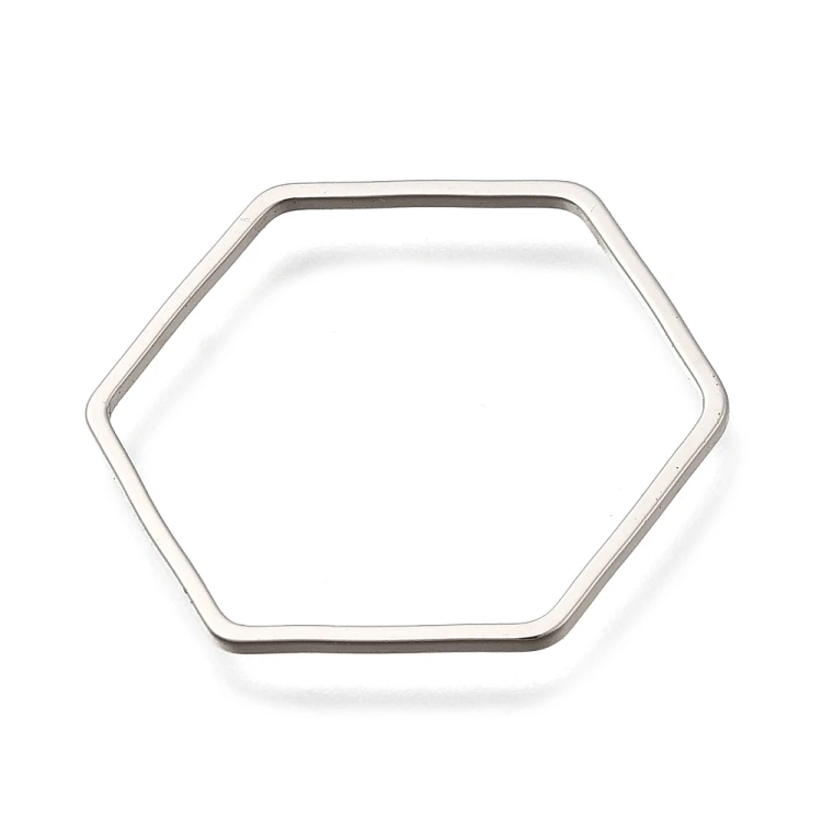 LAC462 Łącznik zawieszka do biżuterii heksagon 22x25mm mosiężny 2szt- platynowy