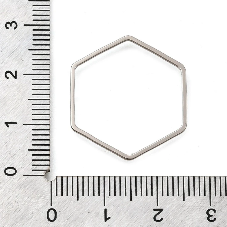 LAC462 Łącznik zawieszka do biżuterii heksagon 22x25mm mosiężny 2szt- platynowy