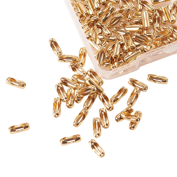 ZPF89 Zestaw łączniki spinki do łańcuszka kulkowego 2,4mm złote
