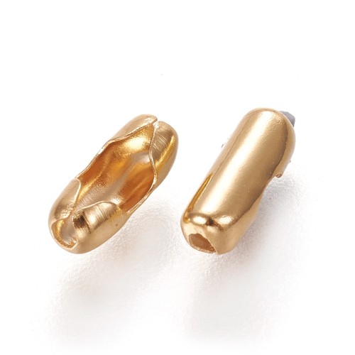 LAC466 Łącznik spinka do łańcuszka kulkowego 2mm 10szt stal nierdzewna - złoty