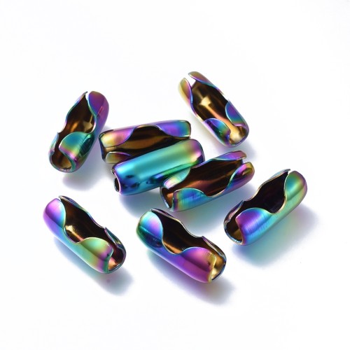LAC470 Łącznik spinka do łańcuszka kulkowego 8mm stal nierdzewna (IP) - tęczowy rainbow