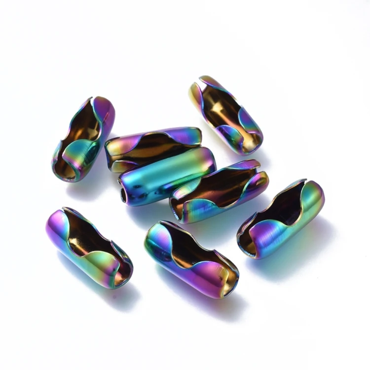 LAC470 Łącznik spinka do łańcuszka kulkowego 8mm stal nierdzewna (IP) - tęczowy rainbow