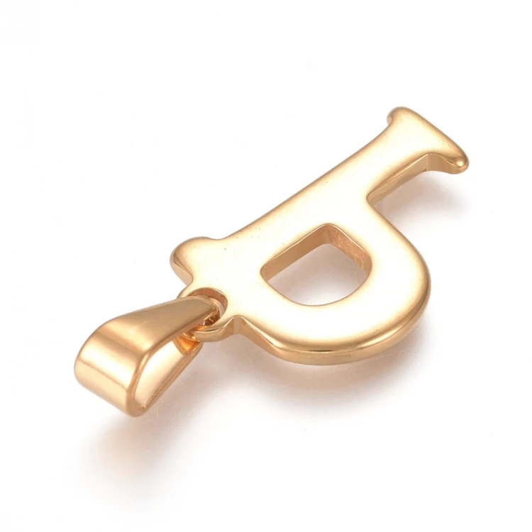ZSS495 Zawieszka stal nierdzewna literka litera P 13x20mm złota