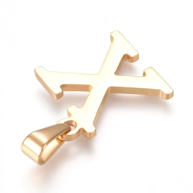 ZSS498 Zawieszka stal nierdzewna literka litera X 17x20mm złota