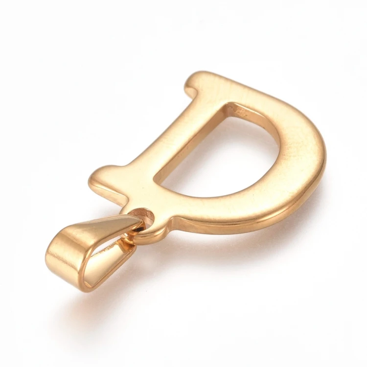 ZSS499 Zawieszka stal nierdzewna literka litera D 16x20mm złota