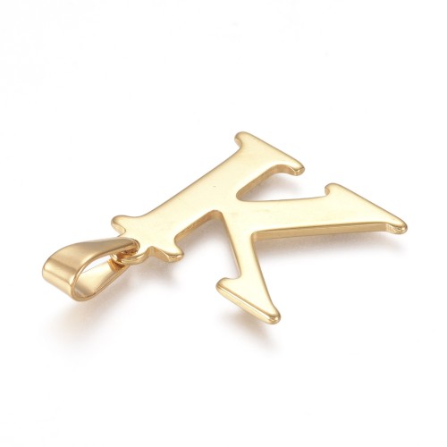 ZSS501 Zawieszka stal nierdzewna literka litera K 25x26mm złota