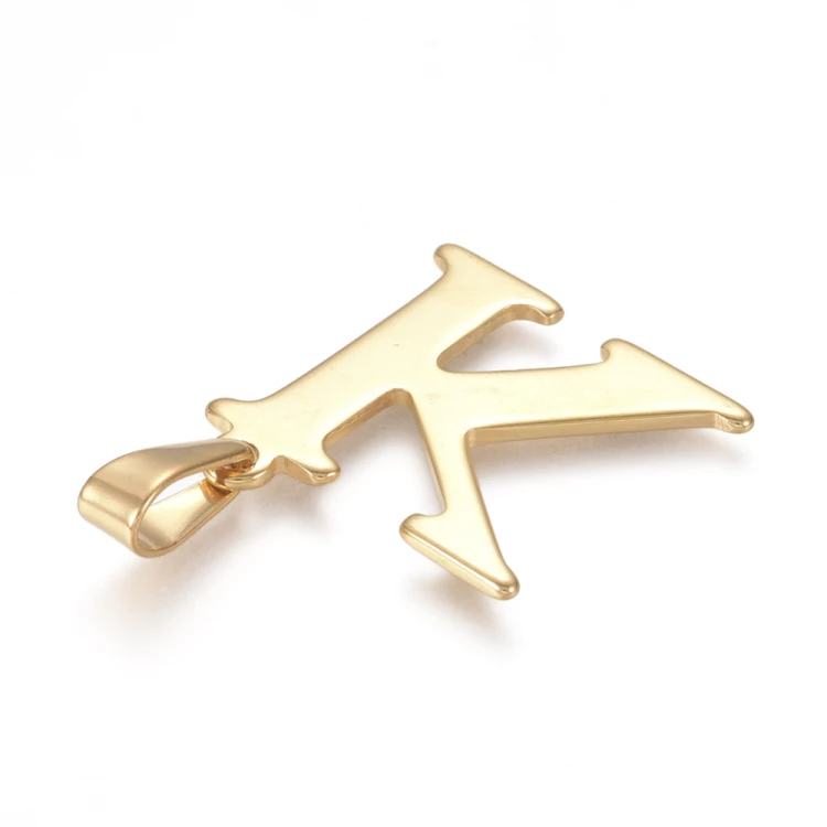 ZSS501 Zawieszka stal nierdzewna literka litera K 25x26mm złota