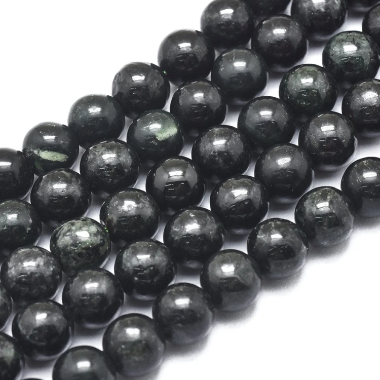 JAD189 Jadeit Birmański czarny Myanmar Black kamień naturalny koraliki kule 8mm