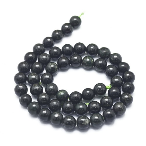 JAD189 Jadeit Birmański czarny Myanmar Black kamień naturalny koraliki kule 8mm