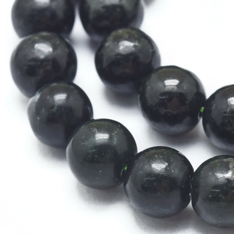 JAD189 Jadeit Birmański czarny Myanmar Black kamień naturalny koraliki kule 8mm