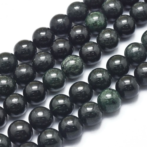 JAD190 Jadeit Birmański czarny Myanmar Black kamień naturalny koraliki kule 10mm