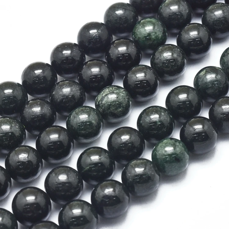 JAD190 Jadeit Birmański czarny Myanmar Black kamień naturalny koraliki kule 10mm