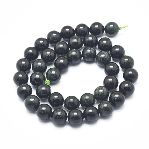 JAD190 Jadeit Birmański czarny Myanmar Black kamień naturalny koraliki kule 10mm