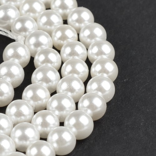 PER325 Perły muszelkowe LUX masa perłowa kule 4mm Grad.A sznur 100szt białe