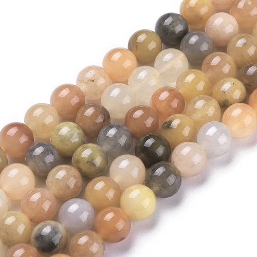 JAD197 Jadeit Golden Silk kamień naturalny koraliki kule 6mm sznur 62szt.