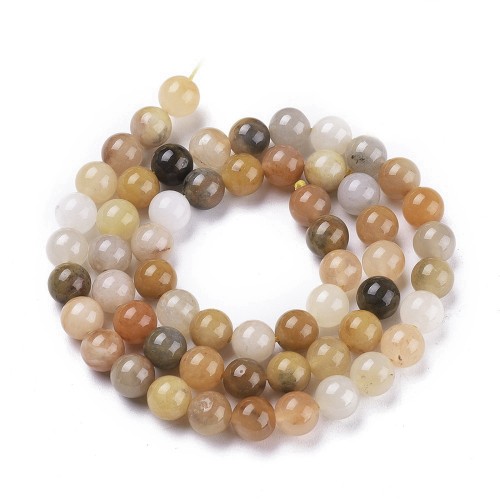 JAD197 Jadeit Golden Silk kamień naturalny koraliki kule 6mm sznur 62szt.