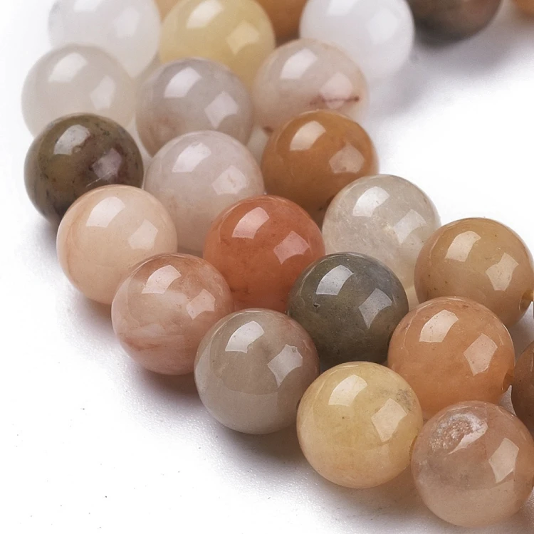 JAD197 Jadeit Golden Silk kamień naturalny koraliki kule 6mm sznur 62szt.