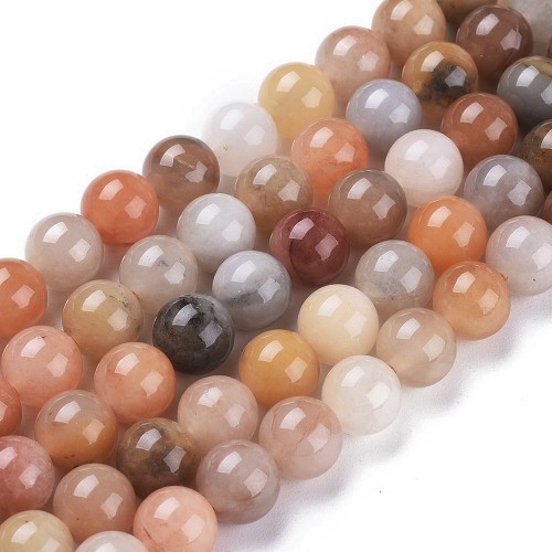 JAD198 Jadeit Golden Silk kamień naturalny koraliki kule 8mm-8,5mm sznur 46szt.